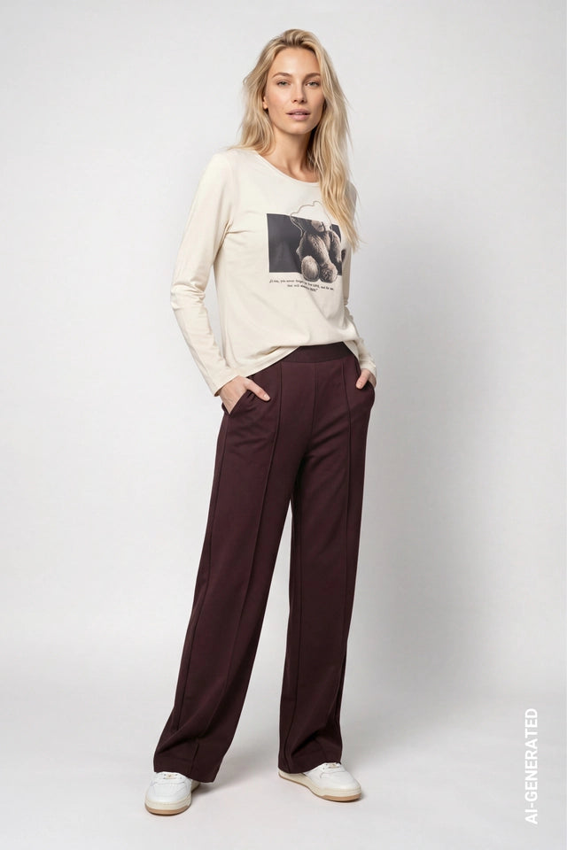 Black Coffee Trousers With Elastic Lettering Band