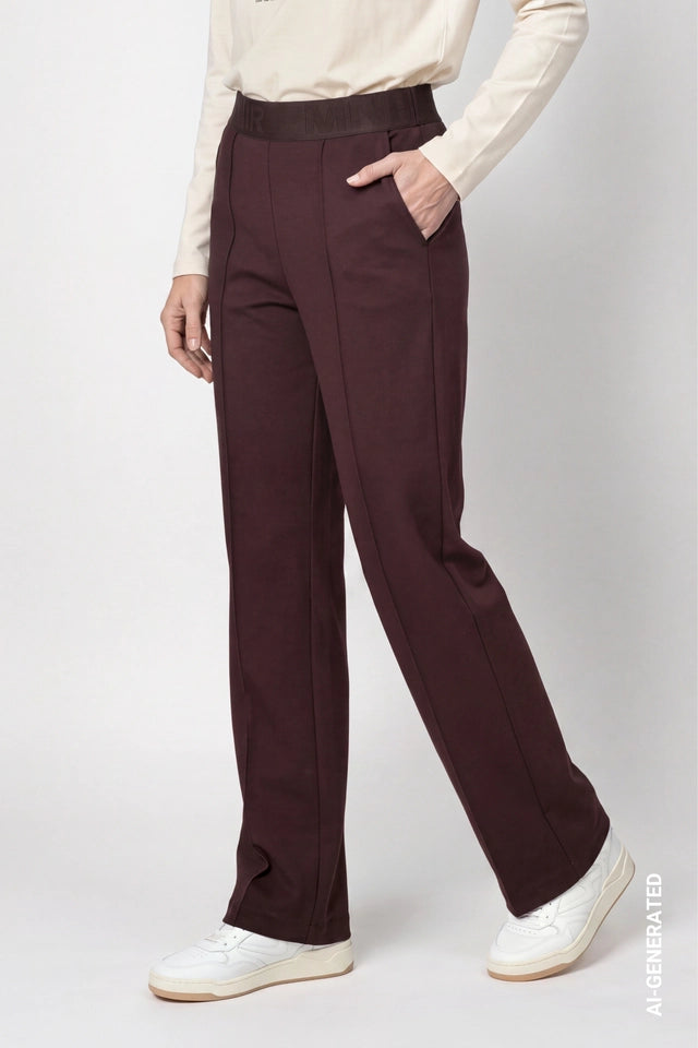 Black Coffee Trousers With Elastic Lettering Band