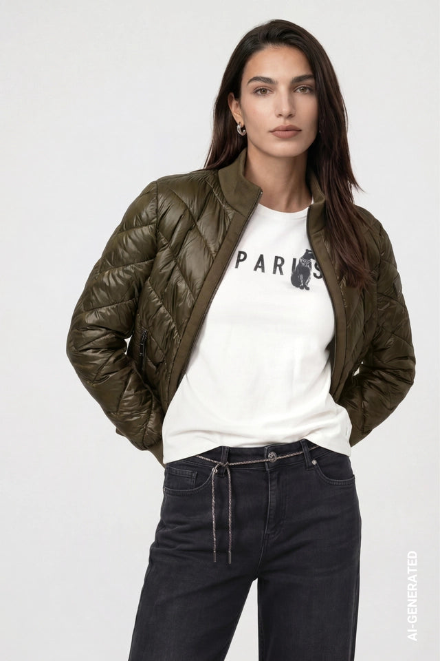 Olive Jacket With Neoprene