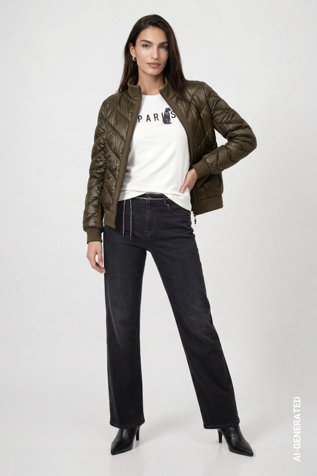 Olive Jacket With Neoprene