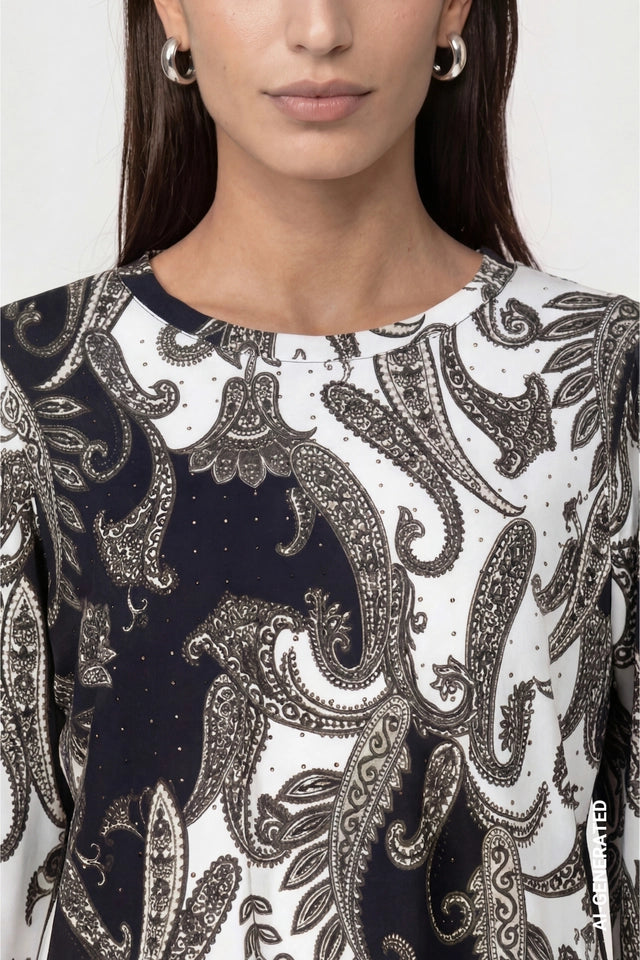 Black Cream Olive Sparkle Top