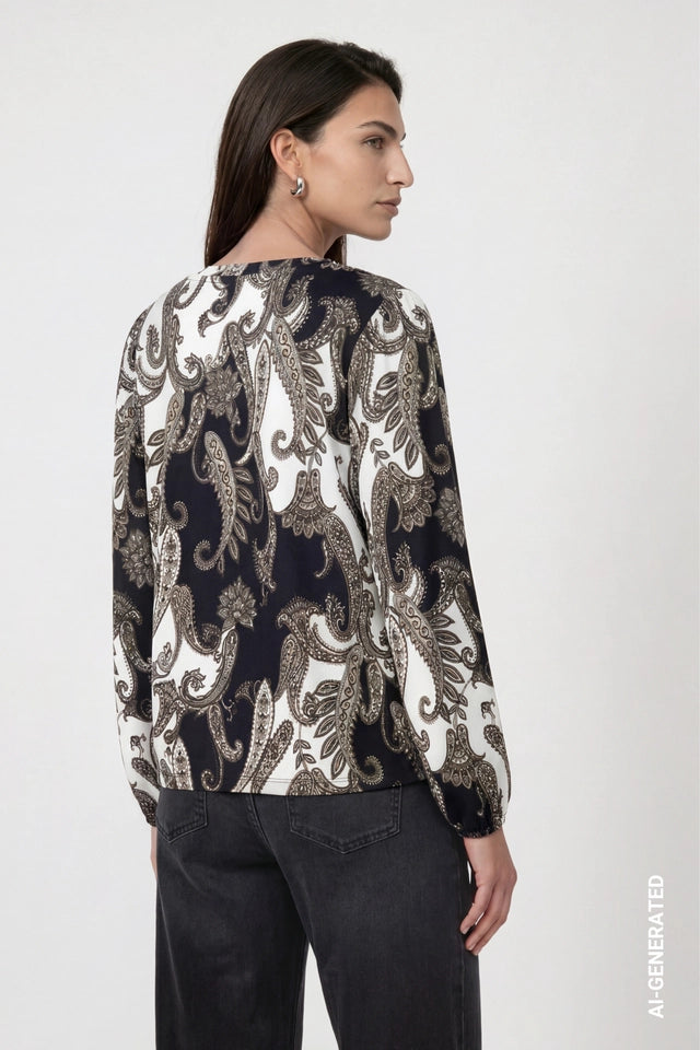 Black Cream Olive Sparkle Top