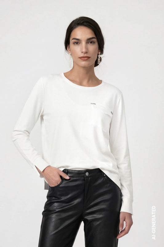 Off White Blouse With Jewelry Details