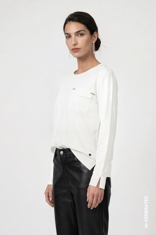 Off White Blouse With Jewelry Details