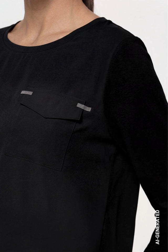 Black Blouse With Jewelry Details