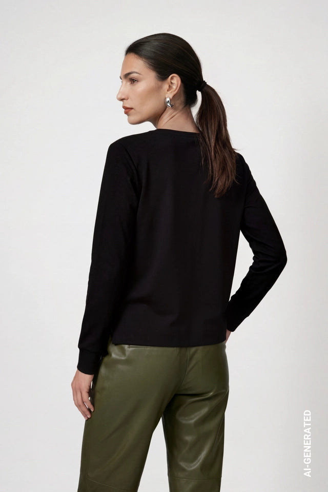Black Blouse With Jewelry Details