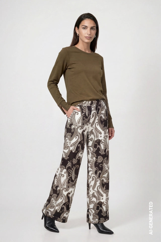 Olive Long Sleeve Shirt With Rhinestone Details