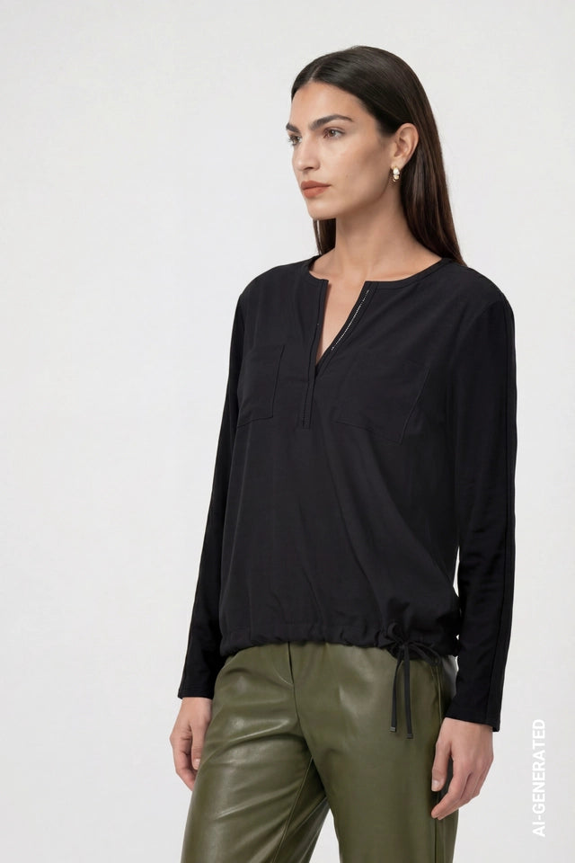 Black Blouse With Jewelry