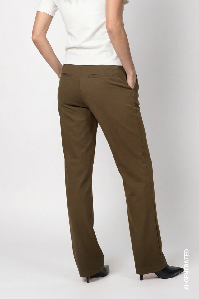 Olive Trousers With Elastic Lettering Band