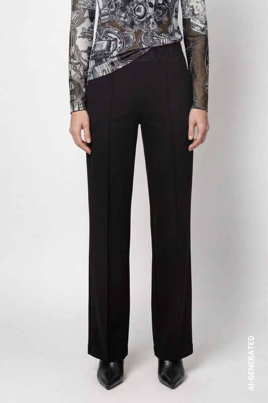 Black Trousers With Elastic Lettering Band