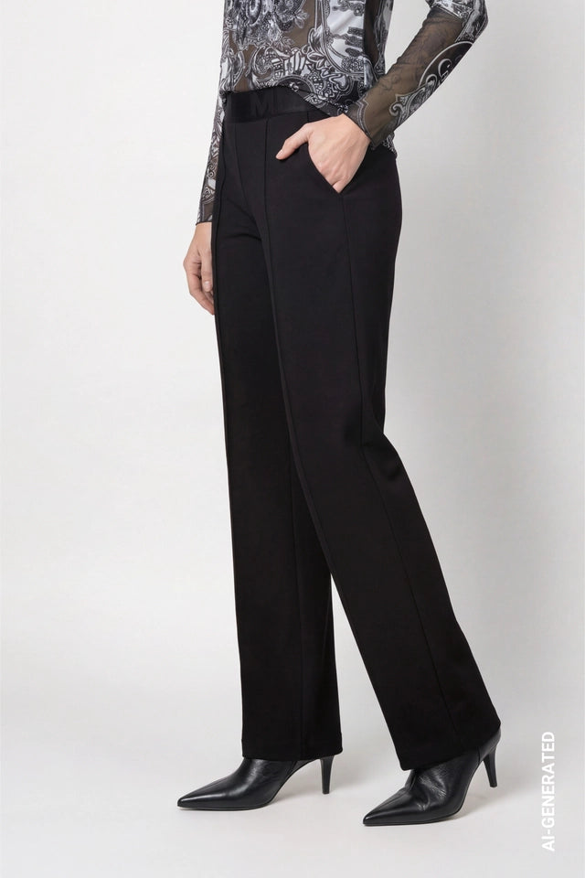 Black Trousers With Elastic Lettering Band