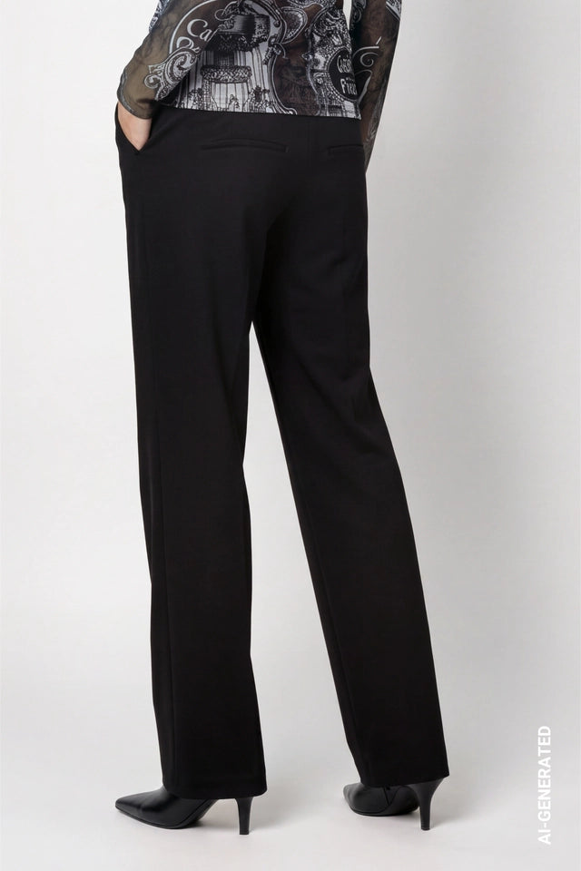 Black Trousers With Elastic Lettering Band