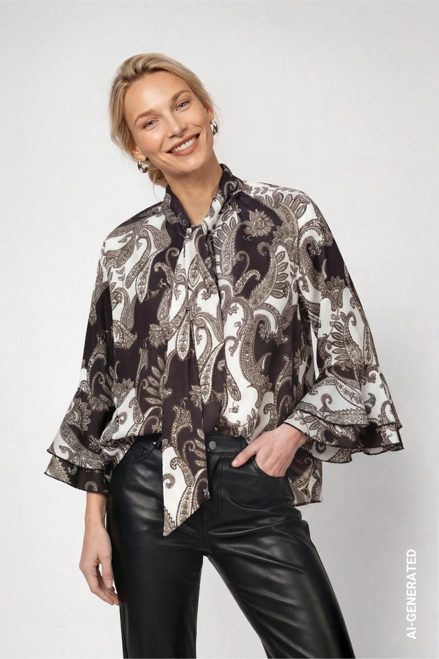 Black Cream Paisley Blouse