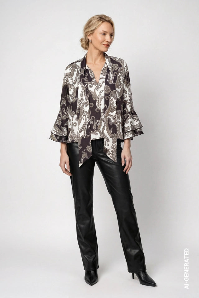 Black Cream Paisley Blouse