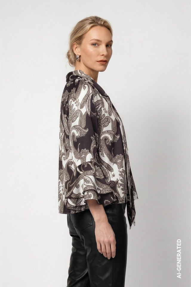 Black Cream Paisley Blouse