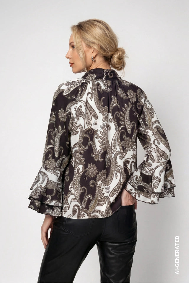 Black Cream Paisley Blouse