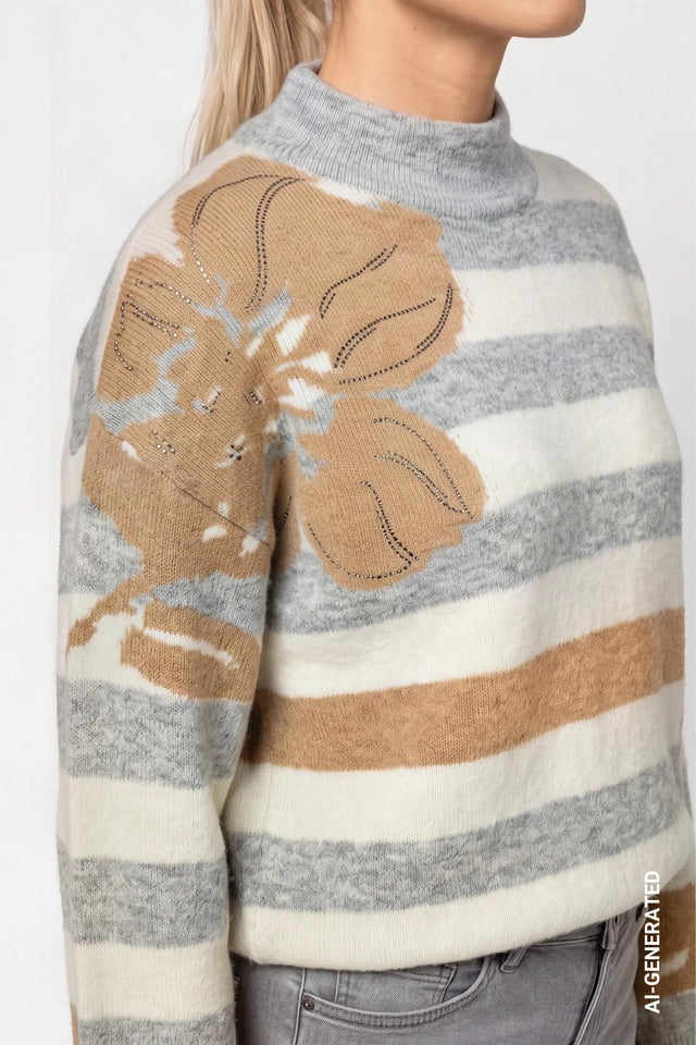 Light Grey Knitted Jumper With a Soft Texture