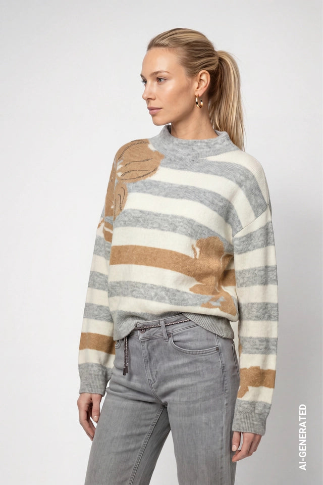 Light Grey Knitted Jumper With a Soft Texture