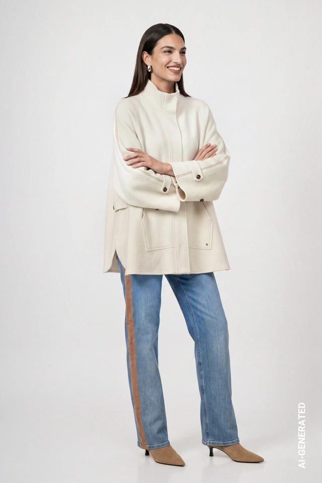 Wide Leg Jeans With Velvet Stripes