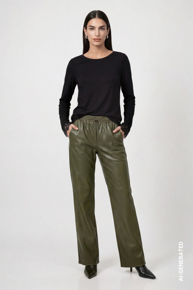 Black Long Sleeve Top With Lace Trim