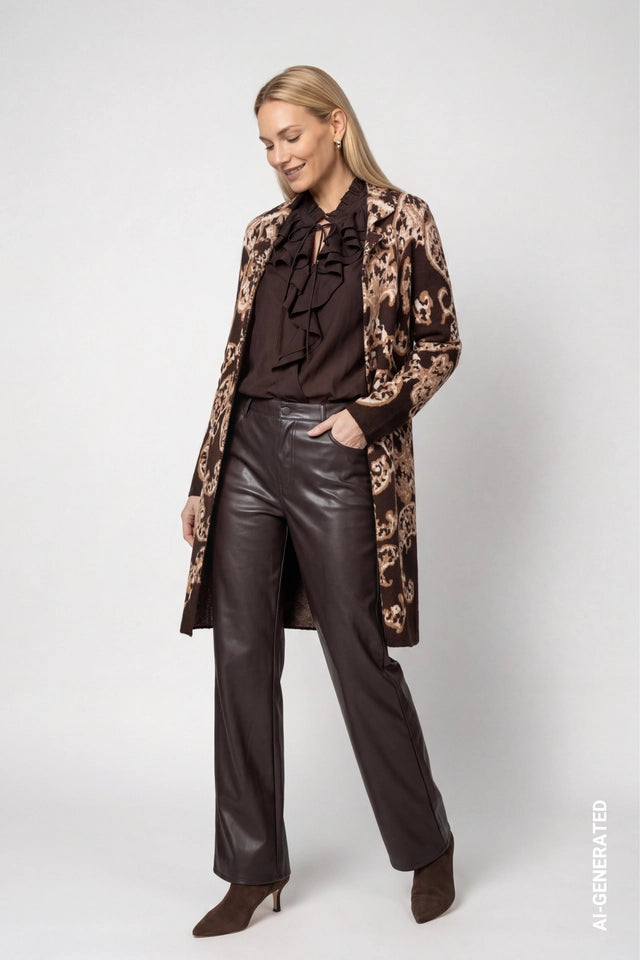 Brown Ruffle Blouse