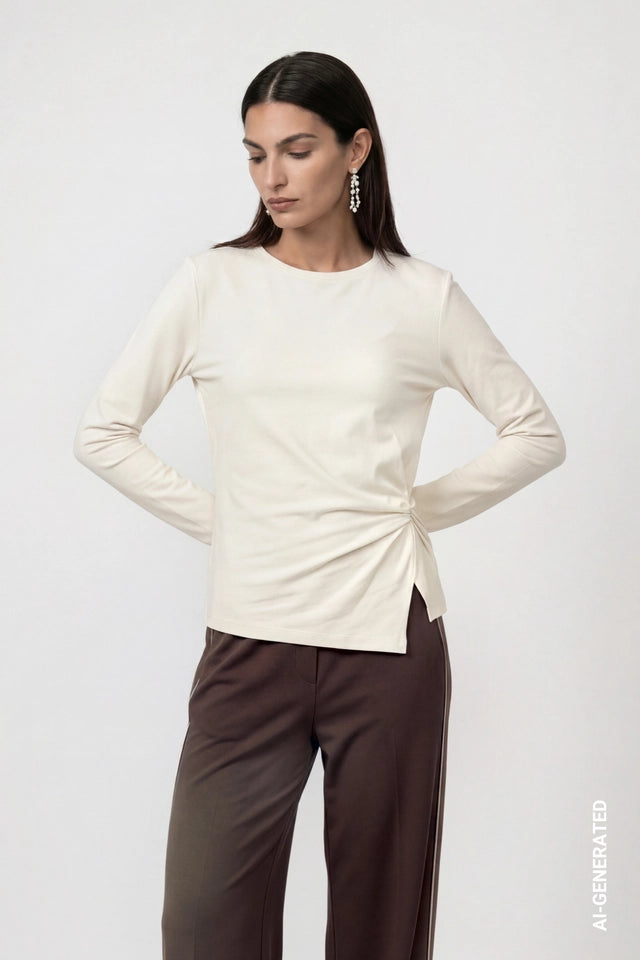 Cream Side Knot Top