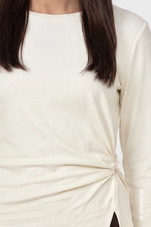 Cream Side Knot Top