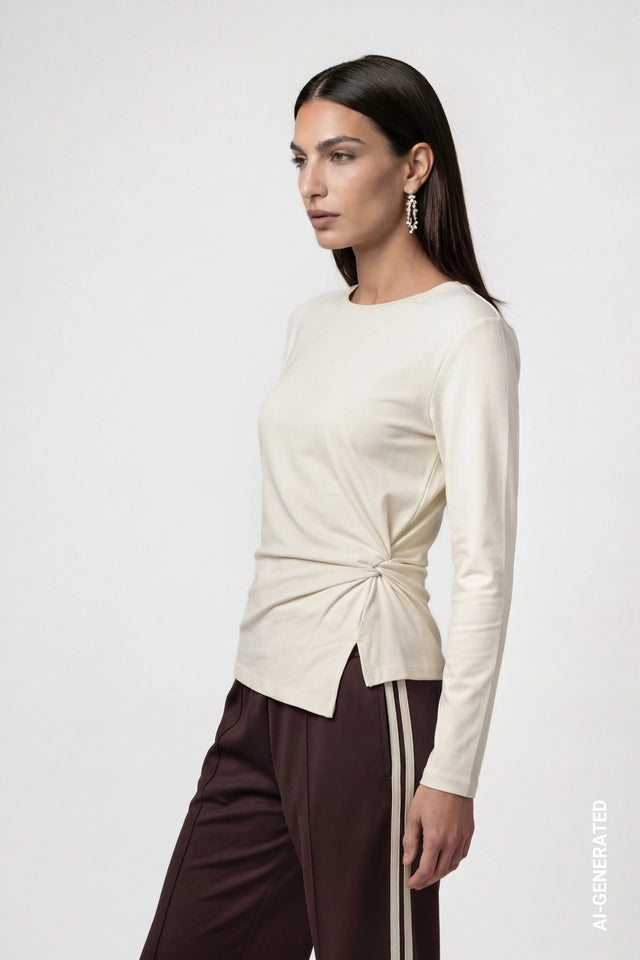 Cream Side Knot Top