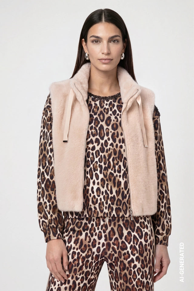 Cappuccino Faux Fur Waistcoat