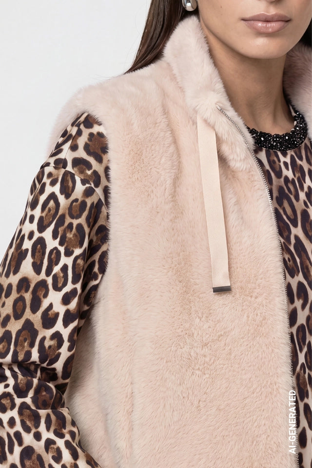 Cappuccino Faux Fur Waistcoat
