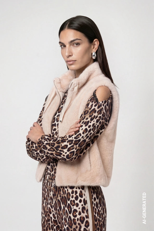 Cappuccino Faux Fur Waistcoat
