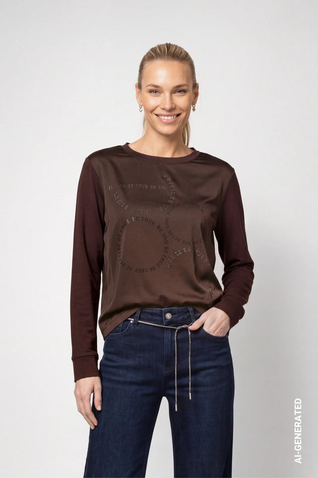 Black Coffee Top With Crystal Detail