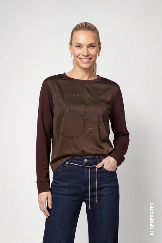 Black Coffee Top With Crystal Detail