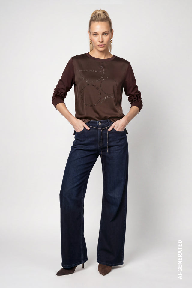 Black Coffee Top With Crystal Detail