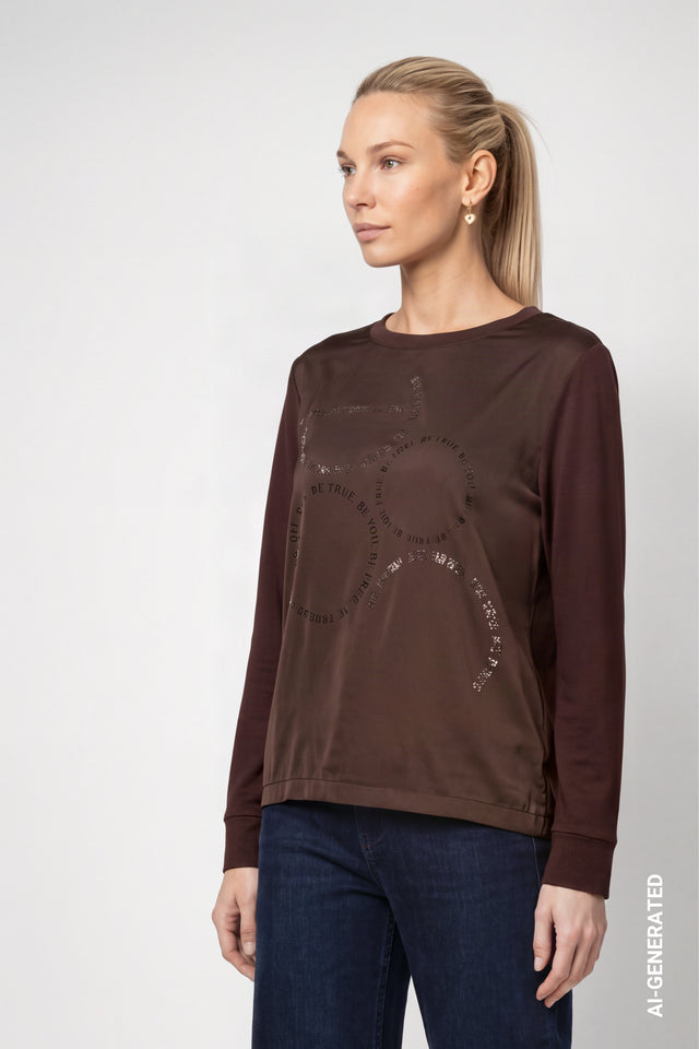 Black Coffee Top With Crystal Detail