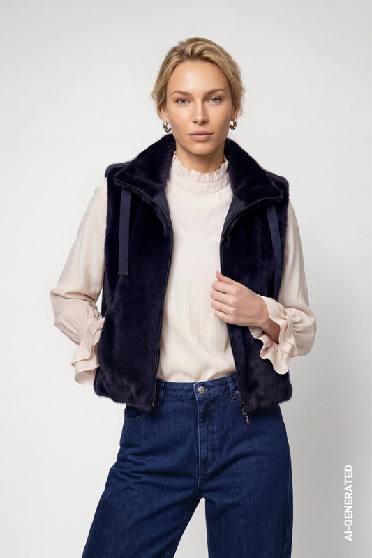 Studio Blue Faux Fur Gillet