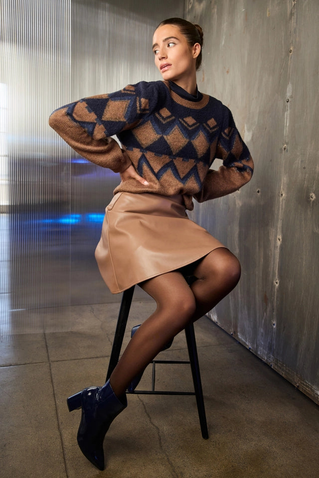 Tiramisu Knitted Jumper With Jacquard Pattern
