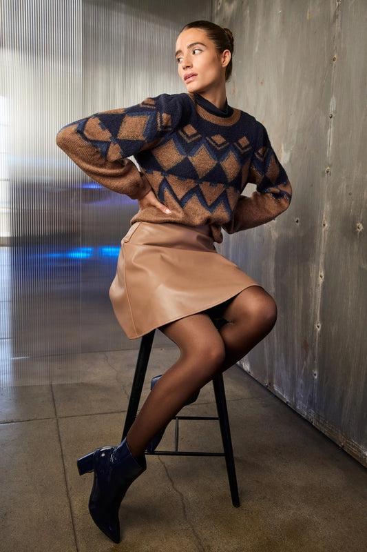 Tiramisu Knitted Jumper With Jacquard Pattern