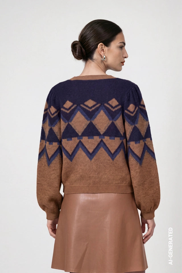 Tiramisu Knitted Jumper With Jacquard Pattern