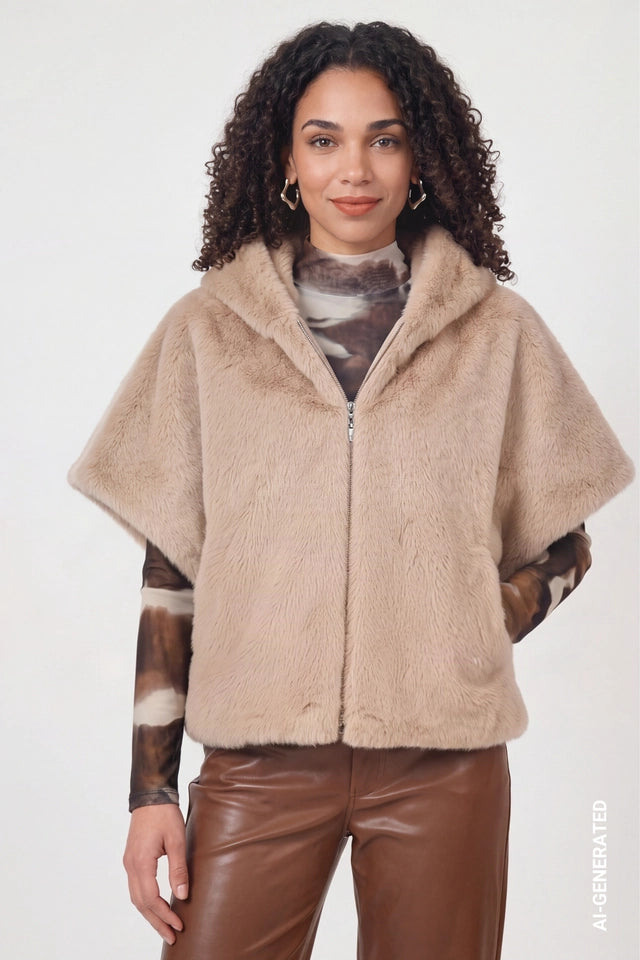 Sesame Faux Fur Cape