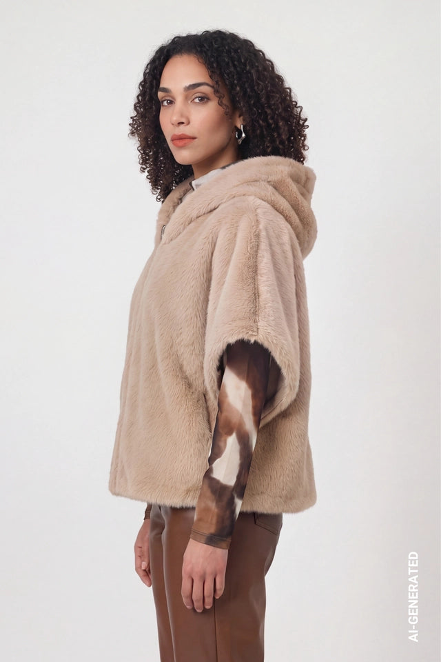 Sesame Faux Fur Cape