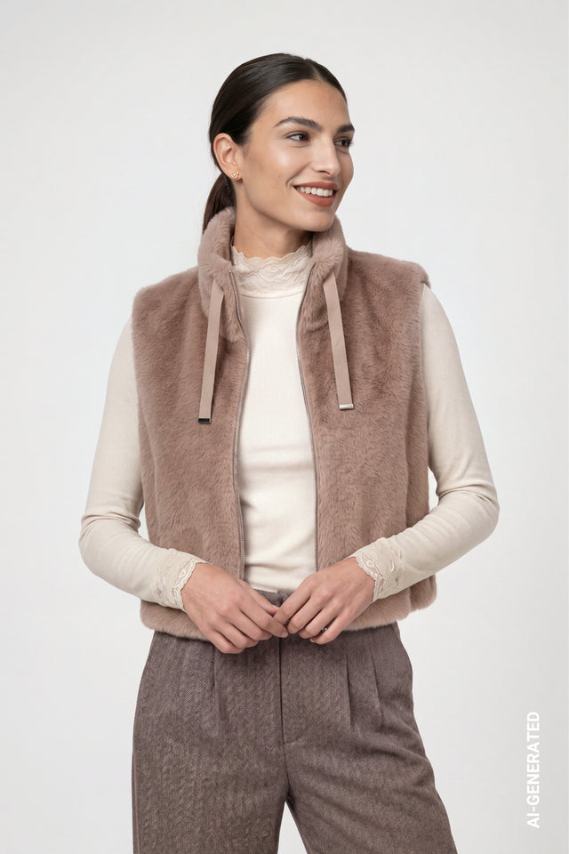 Sesame Faux Fur Gillet