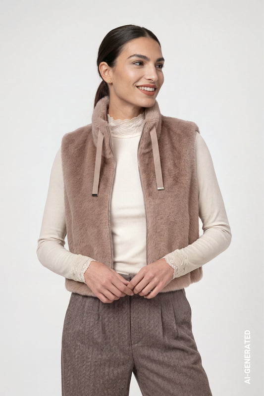 Sesame Faux Fur Gillet