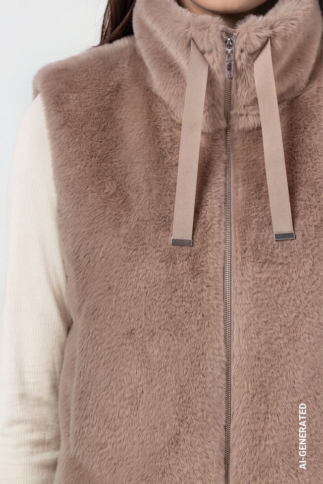 Sesame Faux Fur Gillet