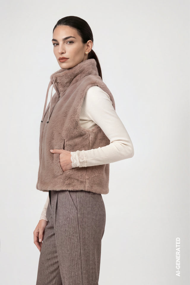 Sesame Faux Fur Gillet