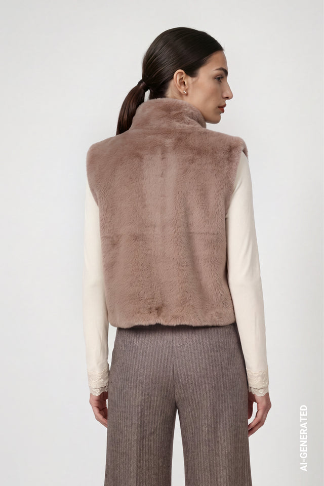 Sesame Faux Fur Gillet