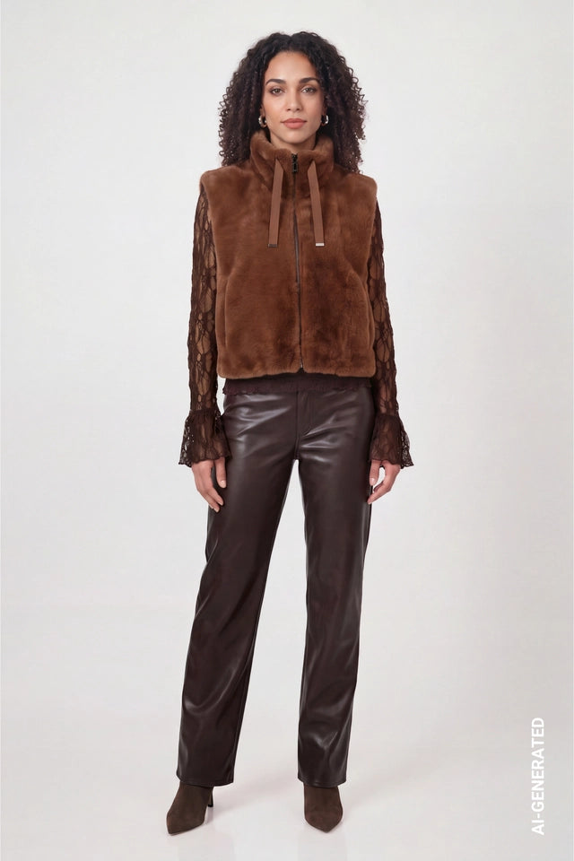 Chocolate Brown Faux Fur Gillet