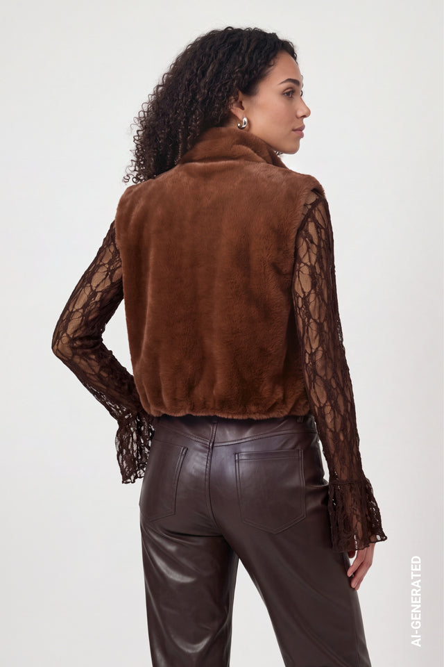 Chocolate Brown Faux Fur Gillet