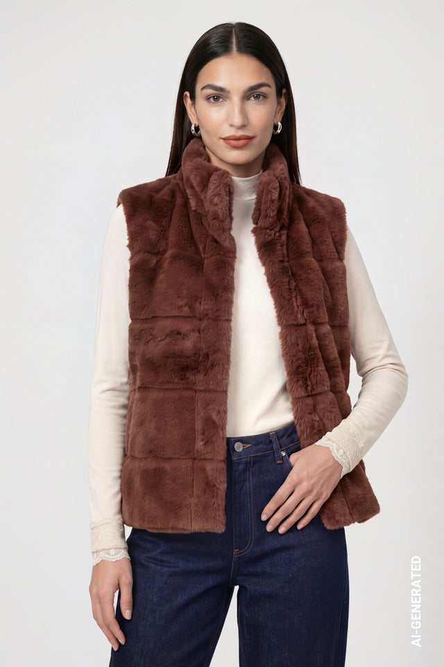 Chocolate Brown Faux Fur Gillet