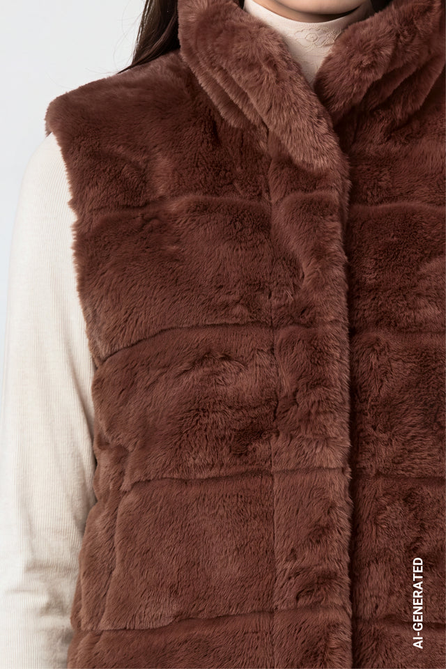 Chocolate Brown Faux Fur Gillet